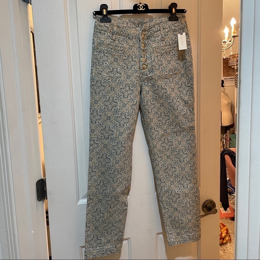 Nwt Anthropologie Pilcro Ultra High-Rise Seamed Utility Jeans Size 26 floral new - Picture 9 of 11